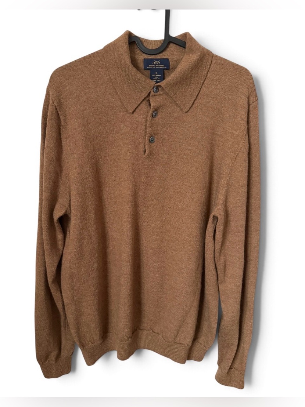 Brooks Brothers 346 Extra Fine Merino Wool Polo Sweater Brown XL